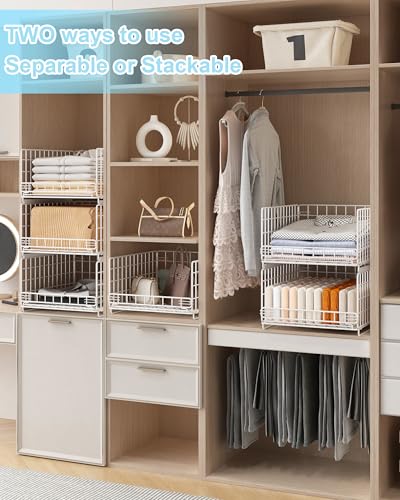 UMDONX 6 Stück Schrank Organizer Kleiderschrank,Ordnungssystem Kleiderschrank,FüR Garderobe,Küche,Wohnzimmer,Waschküche(Weiß)