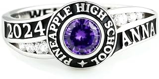 Women's Class Ring, personalized for high school and college graduates, Sterling Silver, Birthstone Class Rings, Jour Nouveau Jewelry
