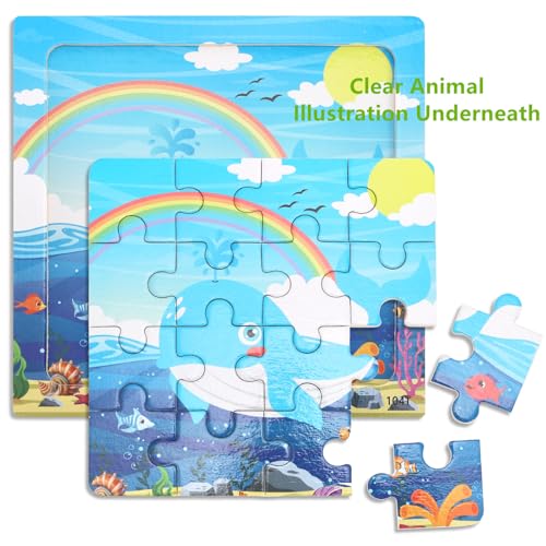 DEAYOU 24 set de puzzles para niños de 3 a 5 años, 16 piezas de animales de madera, rompecabezas educativo preescolar para niños y niñas miniatura 6