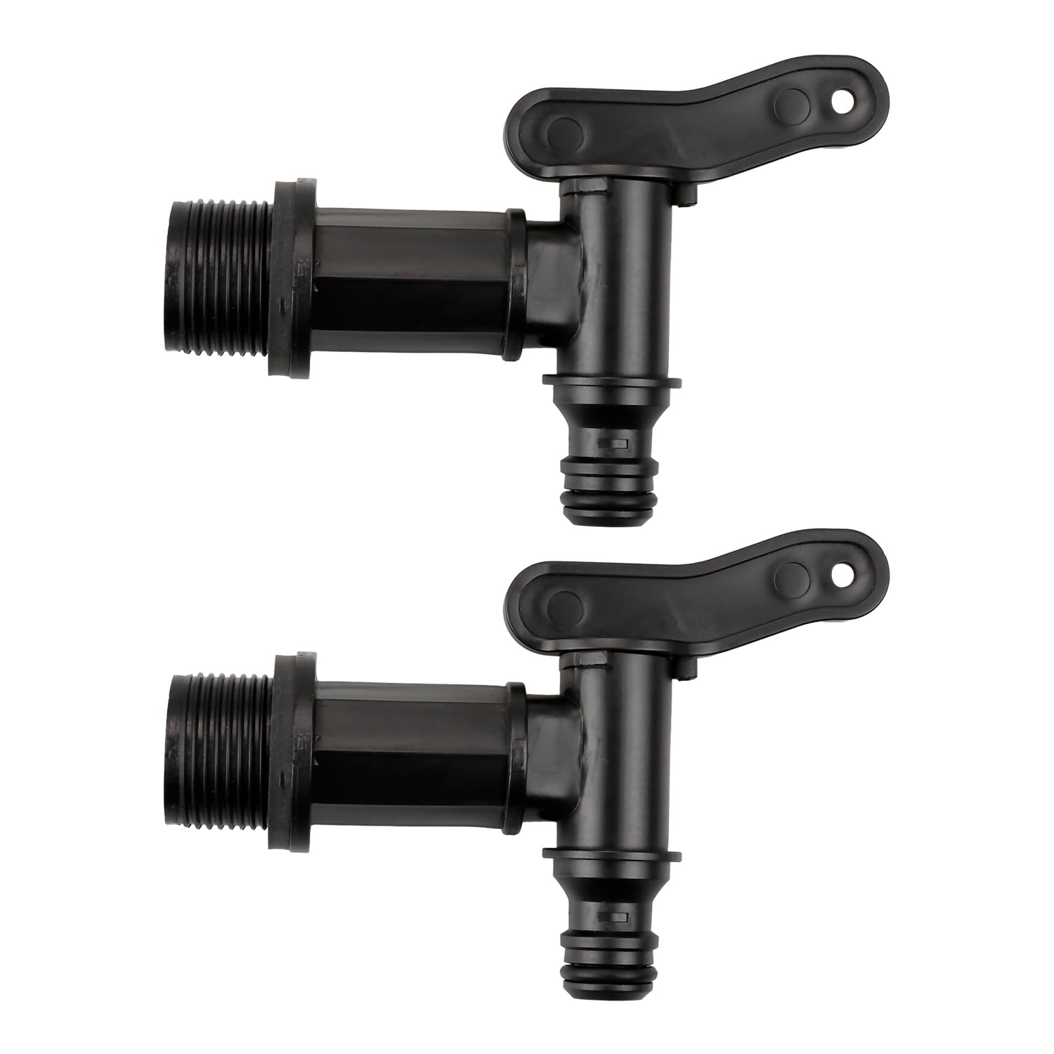 Hopzab 2 PCS Water Butt Tap Replacement, Leakproof Watering Butt Taps with Hose Connector, Threaded Plastic Faucet, IBC Tank Fitting Adapter, for Rainwater Collection and Storage Use.
