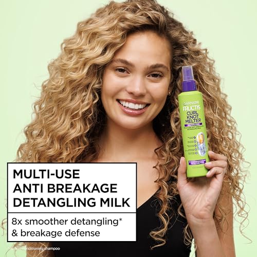 Garnier Fructis Curl Knot Melter Multi-Use Anti-Breakage Detangling Milk, Moisturizing Detangler Spray and Heat Protectant For All Curl Types, Made with Vegan Protein & Coconut Oil, 8.5 Fl Oz - image 4
