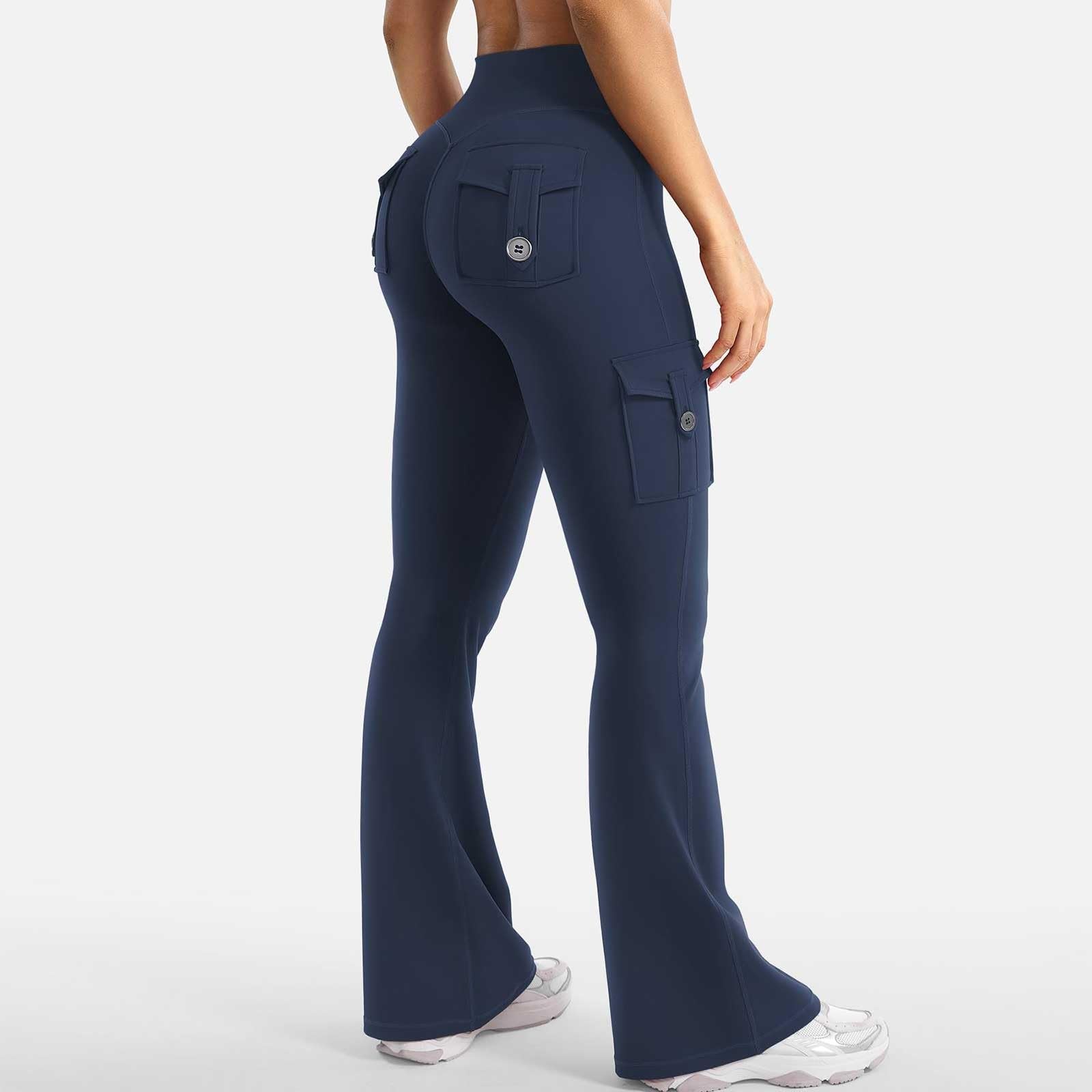 Leggings cargo da donna con tasche, pantaloni da yoga, invisibili, leggings