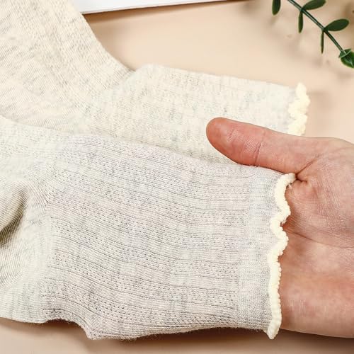 6 Pairs Women Ruffle Ankle Socks Thin Casual Cotton Frilly Lettuce Socks Breathable Soft for Summer Autumn Gift2