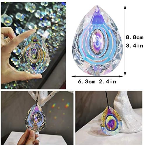 H&D HYALINE & DORA Crystal Prism Window Hanging Glass Rainbow Sun Catcher 89mm AB Chandelier Lamp Parts