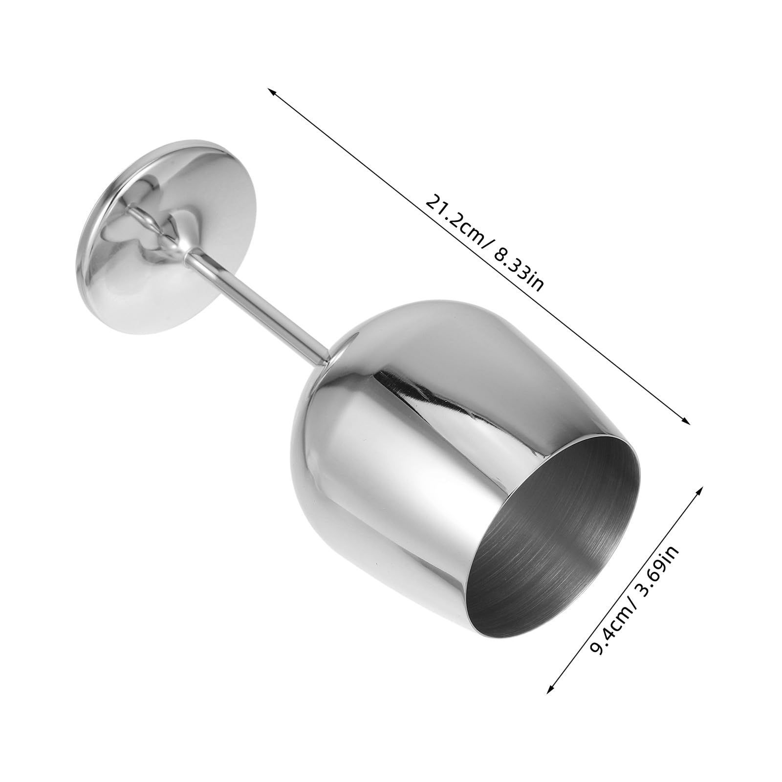 Set di 2 Bicchieri da Vino in Acciaio Inossidabile 500ml Leggeri Gambo lungo Design Elegante per Hotel e Relax a Bordo Piscina