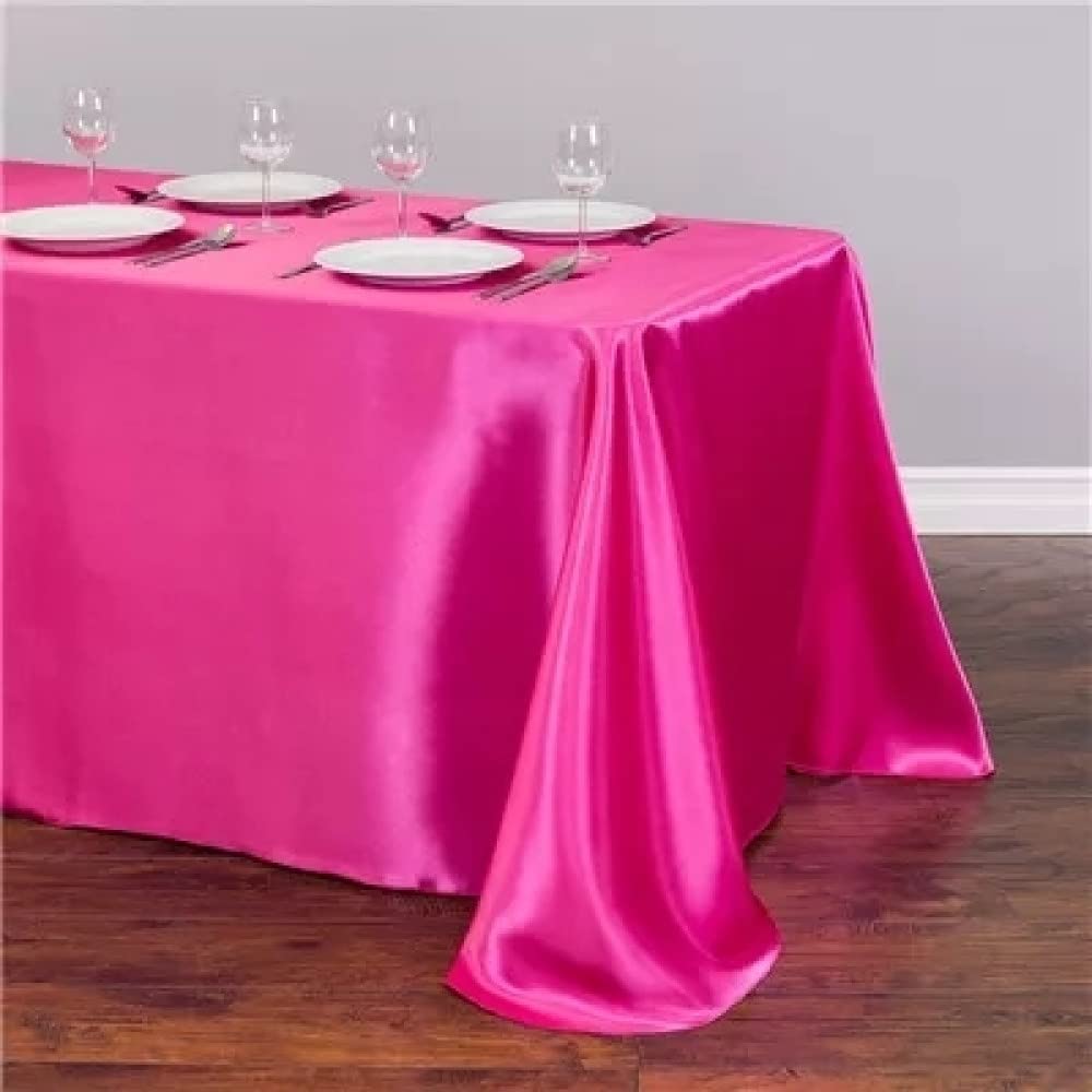 Nappe en satin fuchsia 145x180 superposition table mariage restaurant