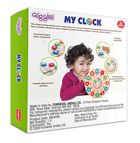Giggles - My Clock, Shape Sorting Clock Puzzle, Teaches Time, Shapes and Numbers Preschool Toys (3 Years & Above, Multicolour) - Image 10 thumbnail