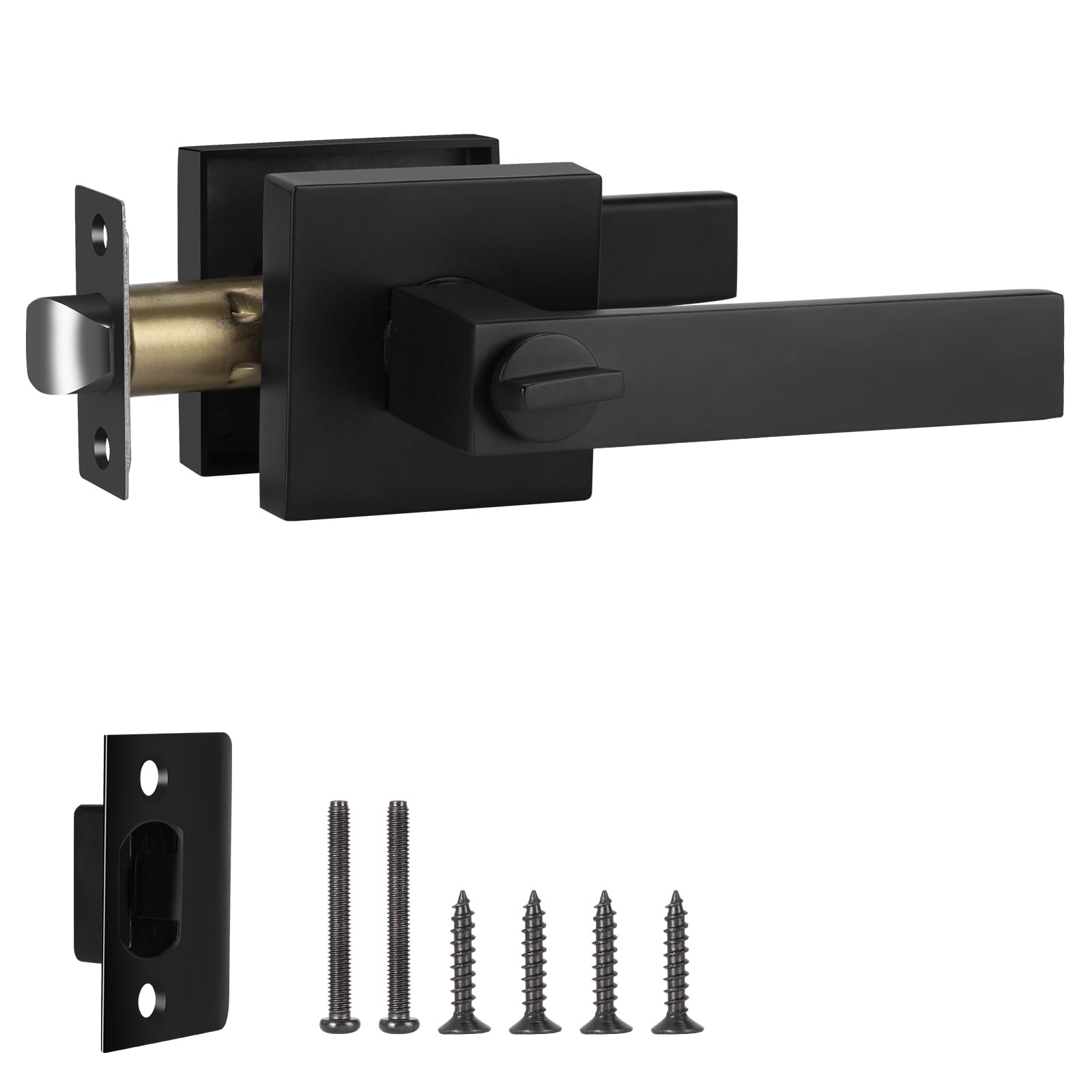 ZLLkeji Privacy Door Lever Handle Interior Bedroom Door Lever Matte Black Door Handles Heavy Duty Keyless Interior Handles Reversible for Left Right Handed Doors