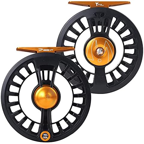 M MAXIMUMCATCH Maxcatch Tail Fly Fishing Reel Light Weight Large Arbor Teflon Disc CNC-machined Aluminum Alloy Body 5/6 7/8wt (Black Reel, 5/6wt) Cover