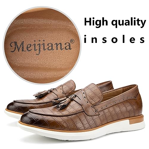 Meijiana Men's Classic Loafers Shoes Faux Leather Loafers Wedding Dress Shoes3