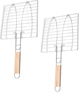 POPETPOP バーベキューグリルバスケット 魚焼きグリルバスケット キャンプ ピクニック用 アウトドア調理器具 2個セット