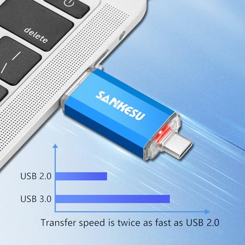 3.0 USB C Flash Drive 512GB, USB-A & Type-C OTG Thumb Stick, Dual Memory Sticks Compatible with PC/Laptop/Type C Cell Phone and Tablet (Blue) by SANKESU - Image 5