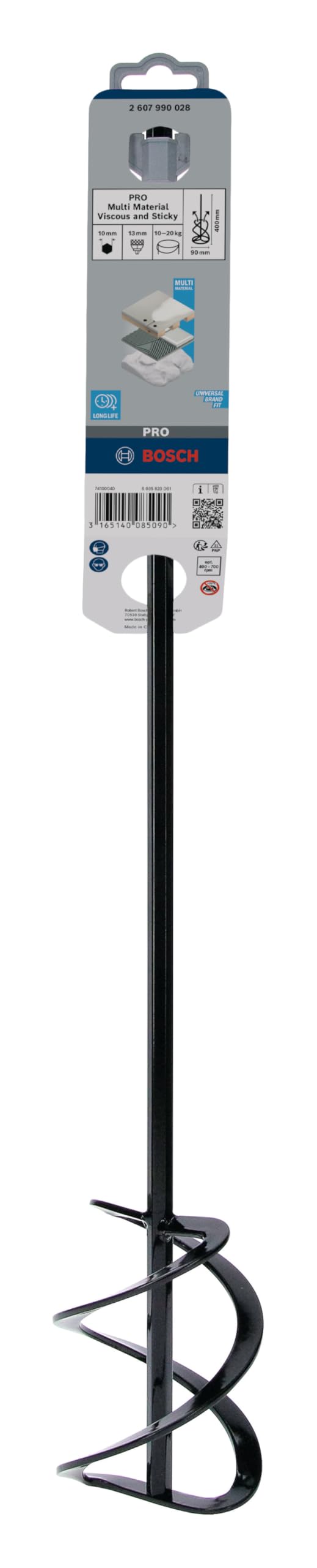 Bosch Professional 1x Malaxeur Léger (Malaxeur-Ø: 90 mm, Quantité: 10-25 kg, Accessoires Perforateurs)