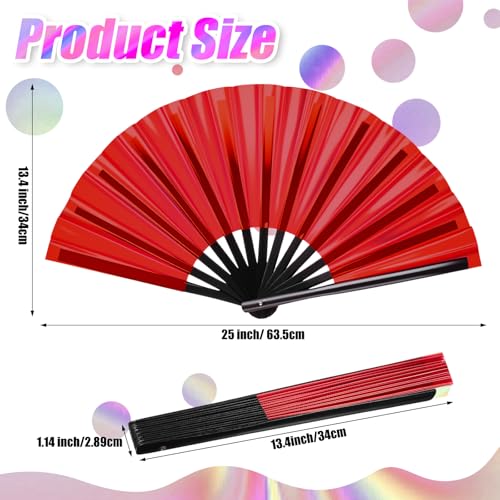 Image of Maitys Large Rave Fan Folding Handheld Fans 13'' Clap Fans for Line Dancing Clack Fan Holographic Festival Accessory for Martial Art Gift Performance, Includes 2 Pouch