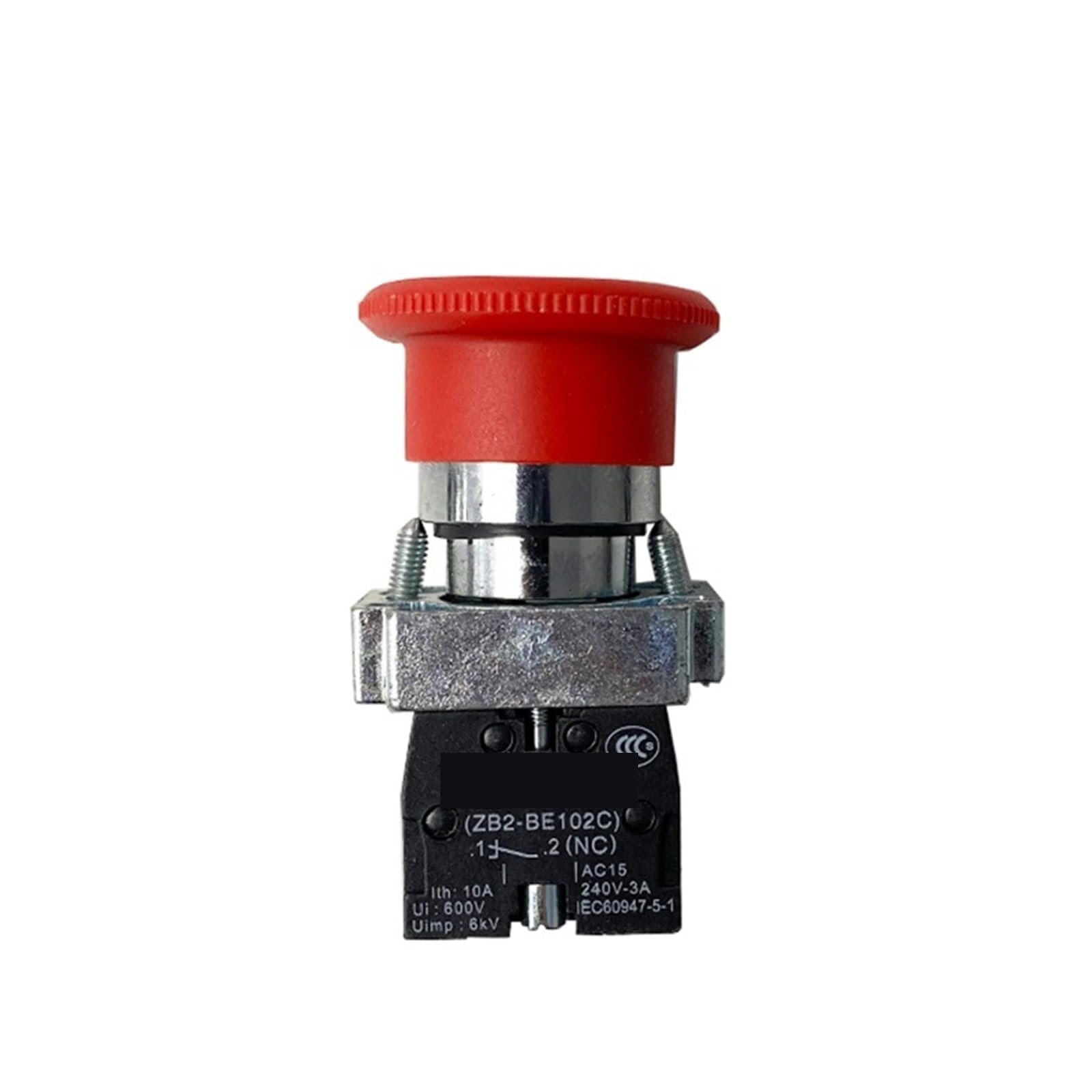 Interruptor pulsador de parada de emergencia rojo 1NC, 600 V, 10 A, 22 mm (ZB2), XB2-BS542, 5 unidades