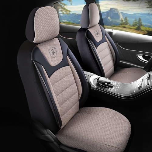 Housses de siège de voiture et SUV en tissu tissé beige et noir
