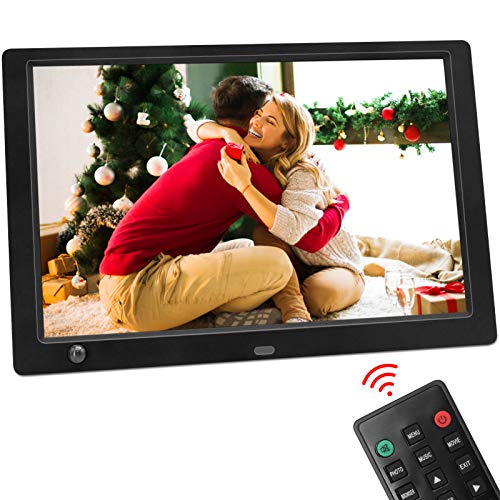 Digitaler Bilderrahmen 10.1 Zoll, IPS HD Bilderschirm Digiframe Multifuntion mit Video Musik Uhr Timer und Kalender Diashow