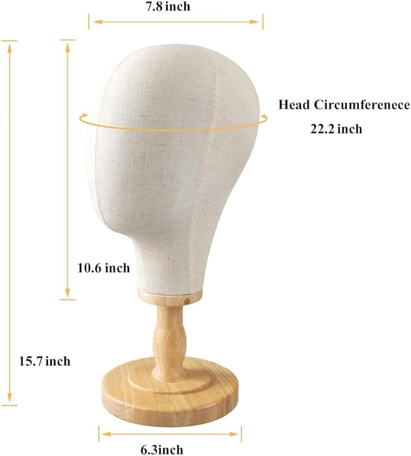 Wig Stand Mannequin Head with Wooden Base – Display and Store Wigs, Hats, or Head Accessories – Adjustable & Durable Head Model for Wigs, Hats, and Crafts
