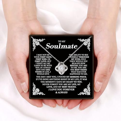 To My Beautiful Soulmate Necklace For Women, Love Knot Necklace For Wife From Husband, Soulmate Gifts, Girlfriend Necklace From Boyfriend, Soulmate Jewelry For Her on Valentine's Day2