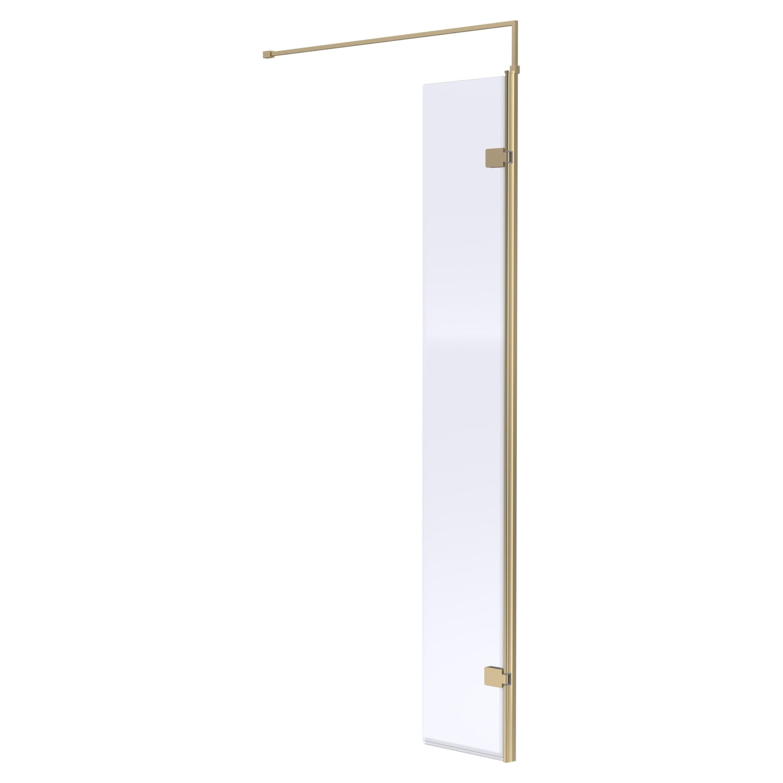 Balterley Brushed Brass Wetroom Shower Return Screen With Support Bar, Hinged Glass Shower Screen For Wet Room And Bathroom, 8Mm Toughened Safety Glass Return Screens - 322 X 1850Mm (Brushed Brass)