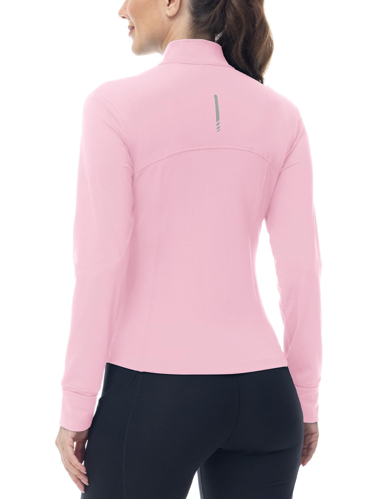 BGOWATU Women's Workout Jacket Lightweight Zip up Running Athletic Jackets with Thumb Holes — view 8