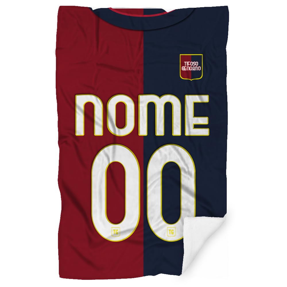 Coperta In Pile Personalizzata Tifoso Calcio Serie a Tifoso 2024/2025 Milanista Interista Romanista Napoletano Misura 130x180 In pile Sublimabile Lave anche in Lavatrice (Tifoso Genoa)