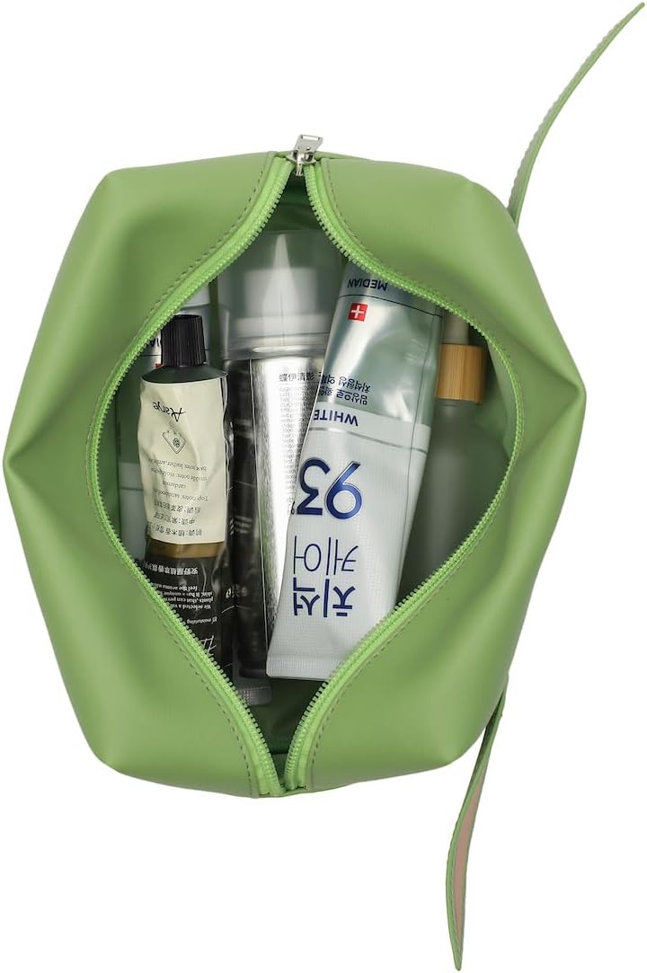Big Face Grogu with Applique Ears on Green PU Cosmetic Bag