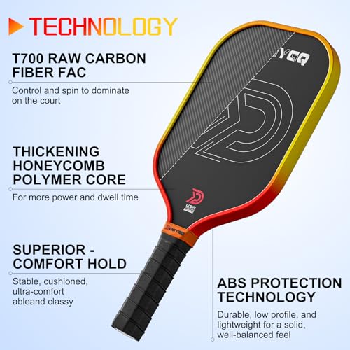 Image of DGYGQ Pickleball Paddles with Polypropylene Honeycomb Core, T700SC Power Carbon Fiber Pickleball Paddle, Increased Power for Ultimate Spin & Consistency