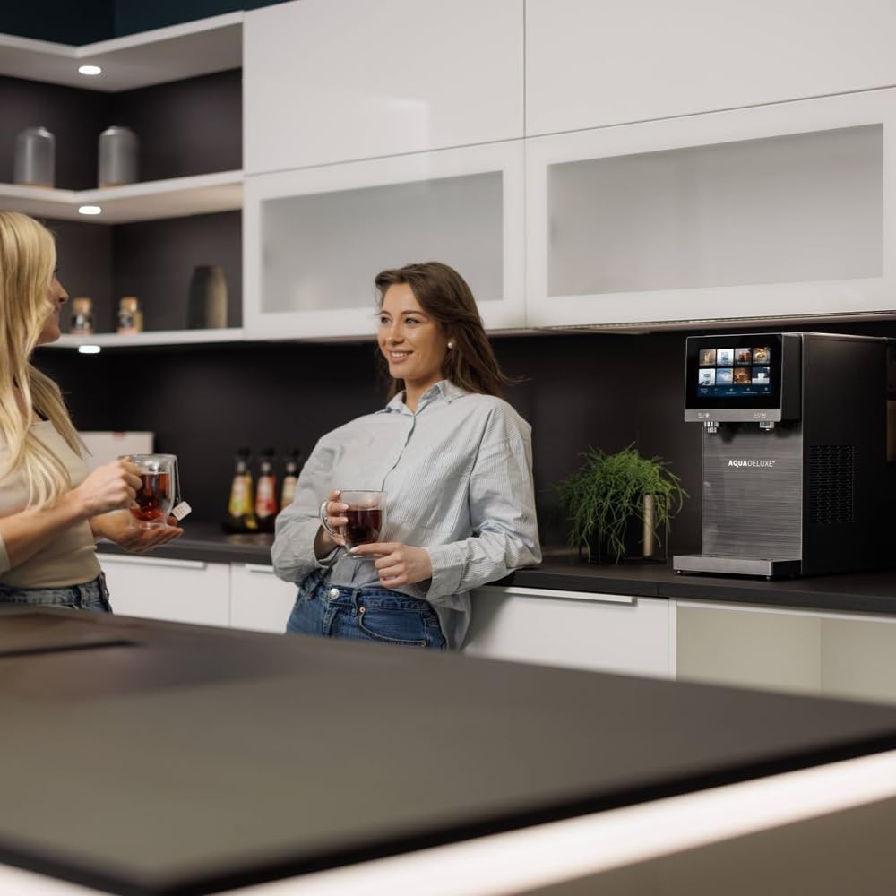 PRO Touch – dozownik wody premium z odwróconą osmozą i CO③ | 5 w 1: Bańka, ciepła, zimna woda, dezynfekcja UV, ekran dotykowy, stałe przyłącze wody i zbiornik (SPRUDELUX PRO Touch)