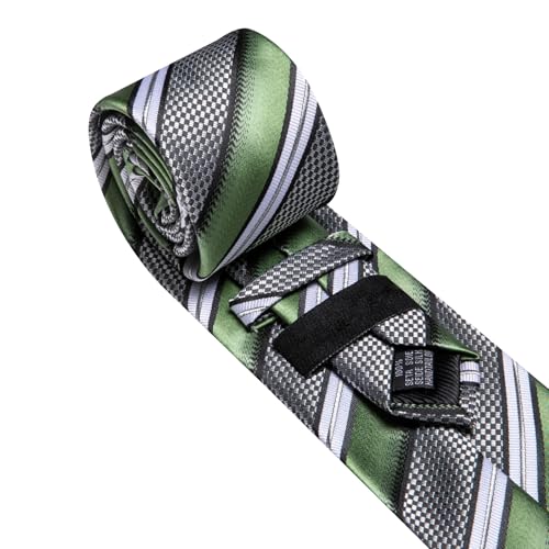 Image of Barry.Wang Mens Tie Set Plaid Check Neckties Formal Business Wedding Luxury Pocket Square Cufflinks