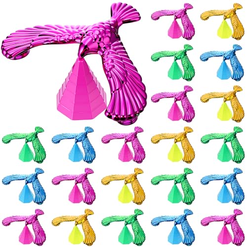 Civaner 24 Pcs Balance Bird Gravity Bird with Pyramid Combination Set Nostalgic Eagle Science Physics Toys for Kids Children Teacher Fine Motor Training Desk Toys Christmas Classroom Prizes Gifts