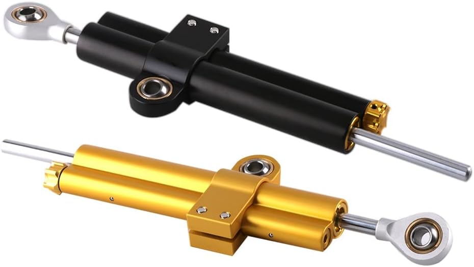 CNC Aluminum Motorcycle Steering Dampers Stabilizer Linear Reversed Safety Control for for Kawasaki Mounting Kit(Black)