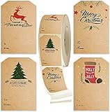 Self Adhesive Gift Tag Stickers -Christmas Gift Tags- Decorative Stickers for Holiday Presents & Pac