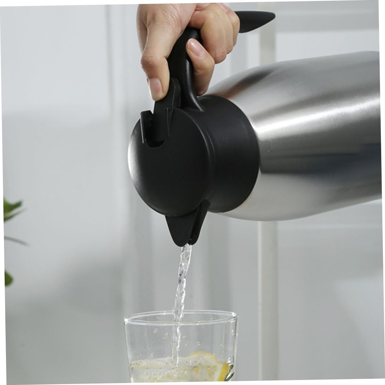 Insulated Water Jug Handle Stainless Steel Thermal Carafe for Hot Drinks Vacuum Flask Sealed Lid for Home and Travel Use