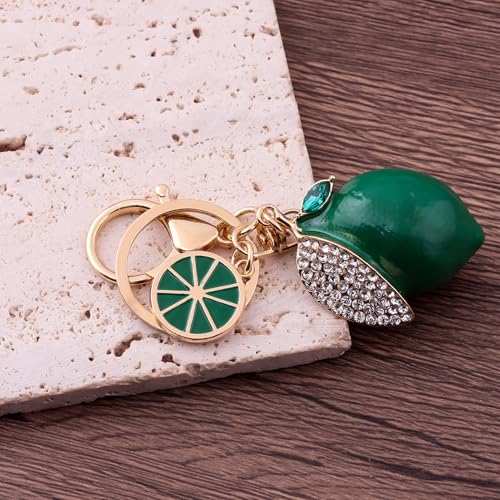Image of Fruit Bag Charm Keychain - Gold Key Chain, Cute Purse Handbags Accessories - Beautiful Gift for Women