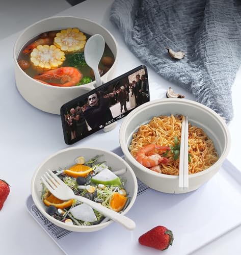 Ramen Cooker Ramen Bowl Set with Chopsticks 33oz Microwave Noodle Bowl Black - Picture 25 of 27
