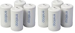 ENELOOP D Size Battery Adapters for AA Batteries – 8 pack