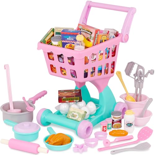 Battat – Play Circle – Shopping Cart & Grocery Set For Kids – Toy Food – Play Kitchen – Pretend Play – 3+ Years