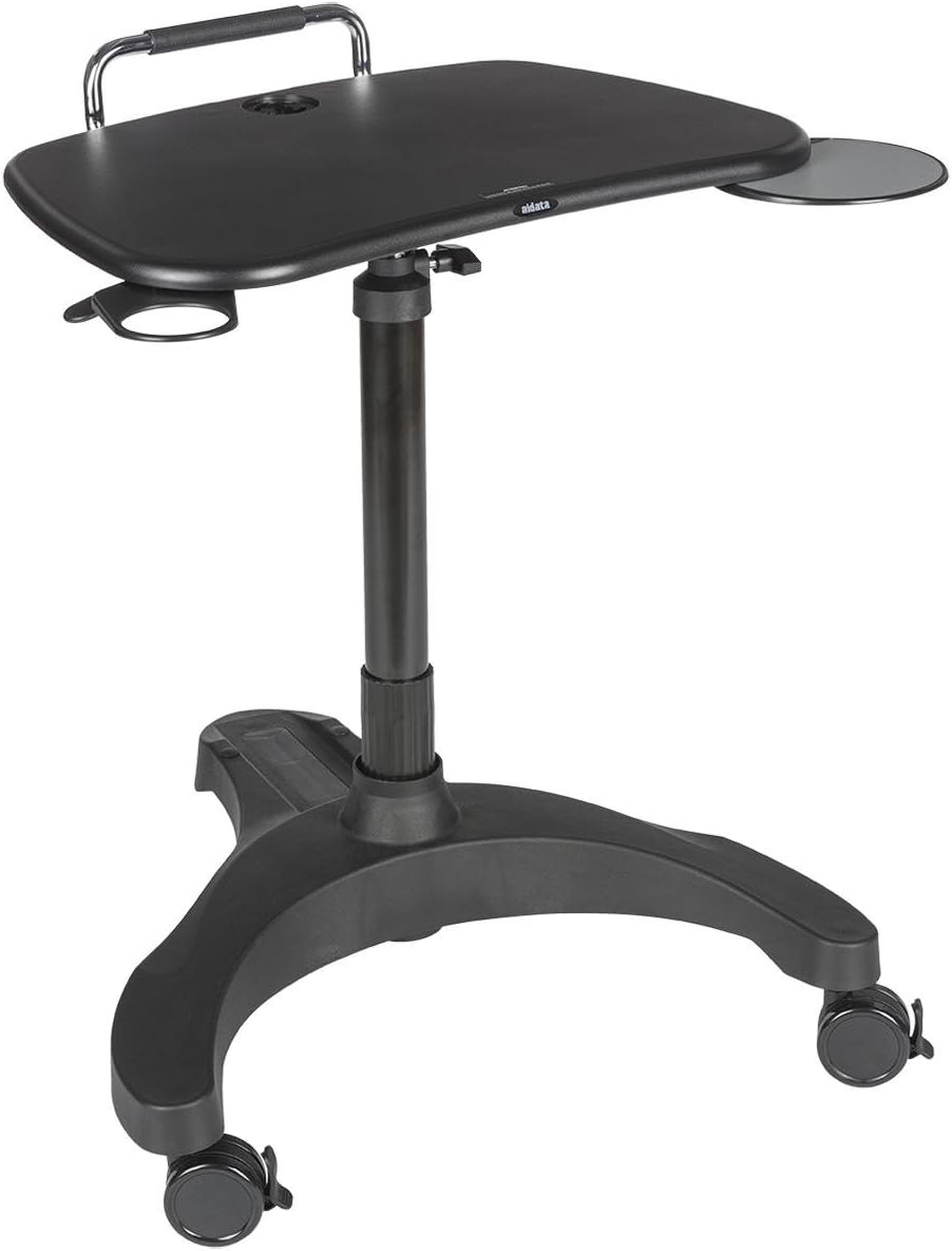 Displays2go, Height Adjustable Standing Desks, Polypropylene & ABS Plastic Construction – Black Finish with Gray (ADTMWSB2)