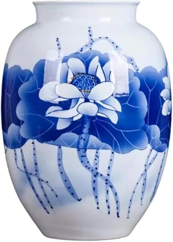 Bzgpmfud One Color Vase Desktop Decorative Classic Ceramic Vases For Art Home Decoration Chinese Retro Porcelain With Peony Painting 36×25Cm