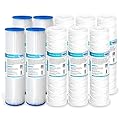 Membrane Solutions 10 Micron String Wound & 50 Micron Pleated Sediment Water Filter Cartridge, 10"x2.5" (Pack of 10)