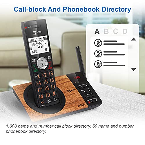 At&T Cl82267 Dect 6.0 2-Handset Cordless Phone For Home With Answering Machine, Call Blocking, Caller Id Announcer, Intercom And Long Range, Black & Wood Grain Finish #TOP6