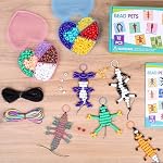 Eenua Pearl Animals Craft Set 12 Animal Key Chains DIY Threading Set for Beginners