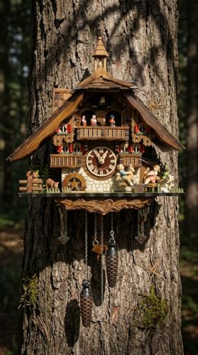 Cuckoo-Palace Large German Cuckoo Clock - The Seesaw Mill Chalet with Quartz Movement with Moving Seesaw - Black Forest Clock - Image 3