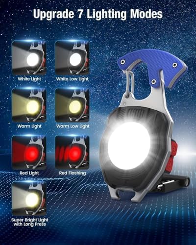 Promosyonca Çok Fonksiyonlu Mini El Feneri, COB Anahtarlık Tipi, 7 Modlu 800 Lümen, USB Type-C Şarjlı, Kamp Ateş Başlatıcı, Düdük, Jilet, Şişe Açacağı ile Acil Durum Kullanımı - Görsel 7