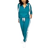 Womens Two Piece Outfits Casual Sweatsuits Solid Tracksuit Jogging Sweat Suits Matching Jogger Hoodie Pants Set