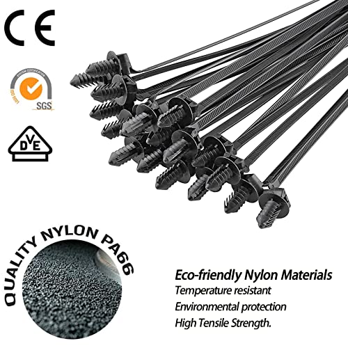 80 Pack Nylon Push Mount Cable Zip Tie, 8.3"X0.18" Heavy Duty Nylon Push Mount Self Locking Uv Resistant Assortment For Indoor Wire Tying (Black) #TOP3