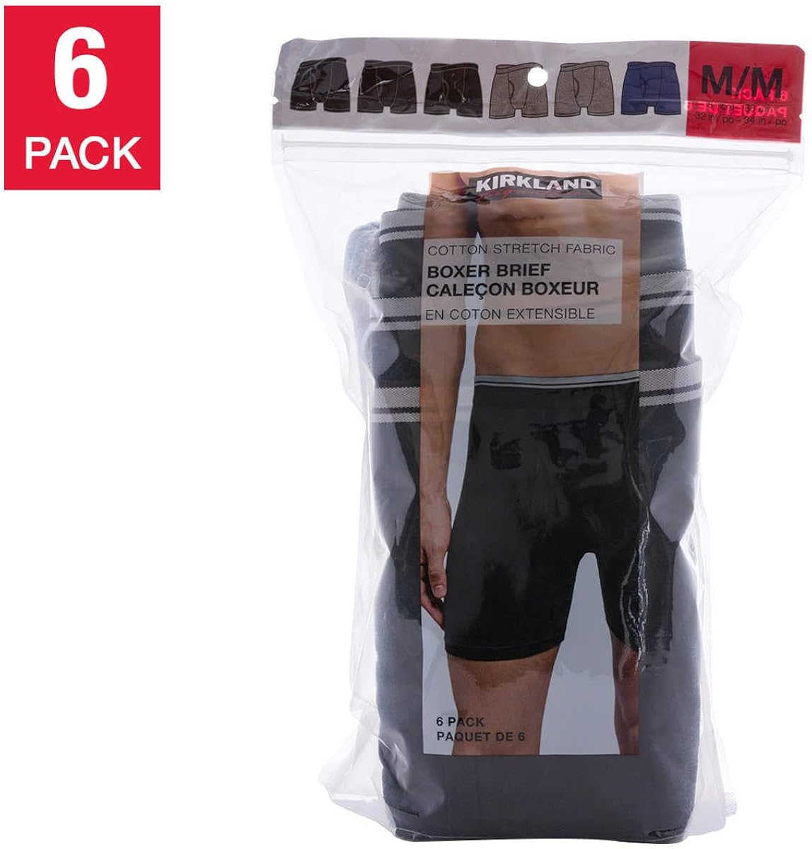 Kirklands Signature Men's Boxer Brief, 6Pack (XLarge) Black, Grey