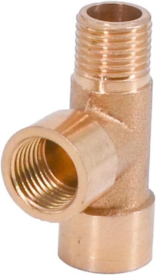 10PCS 1/8" 1/4" 3/8" Female Male Tee 3 Ways Splitter Brass Pipe Fitting for Water Gas Oil DN6/8/10 for Home Garden(M-M-F,3/8")