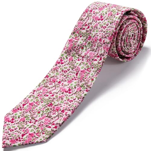 Image of Barry.Wang 100% Cotton Floral Ties for Men 63 inch Extra Long Necktie Clip